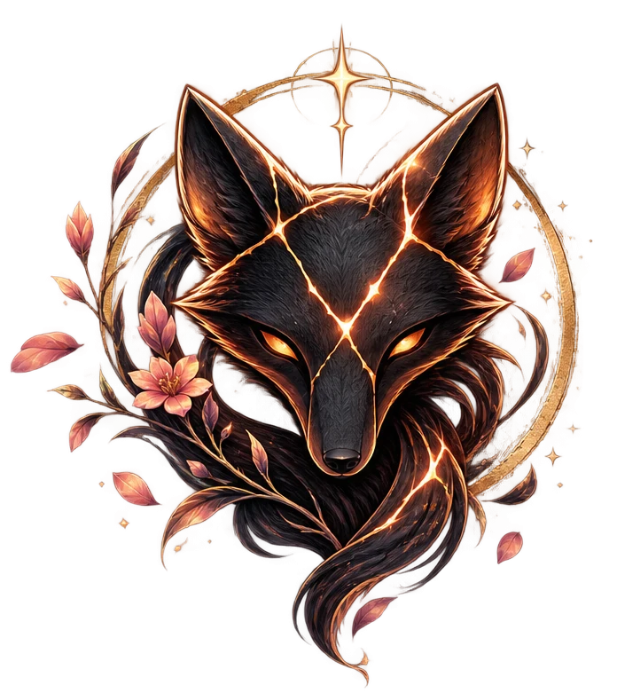 Renard kintsugi de PeachieFox Studio