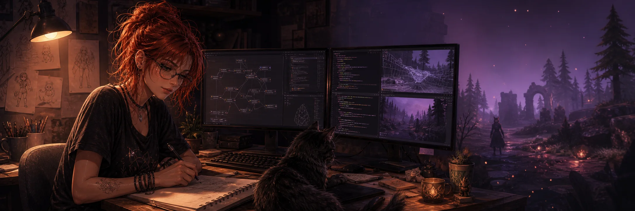 Erin apprend le développement de jeu, du croquis au code puis au monde jouable